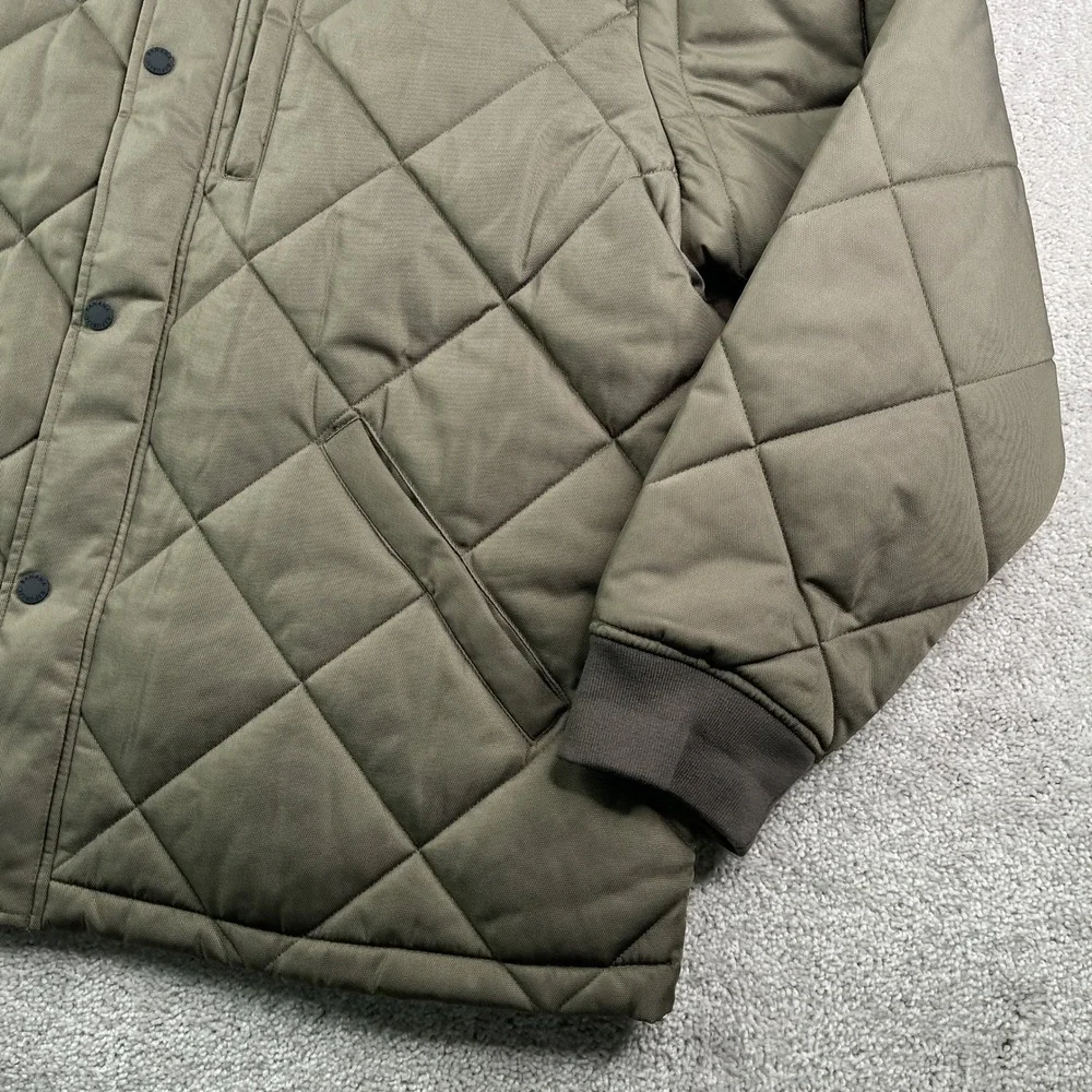 Banana Republic Jacket Mens XXL Olive Green Quilted Bomber Snap Zip Up Coat